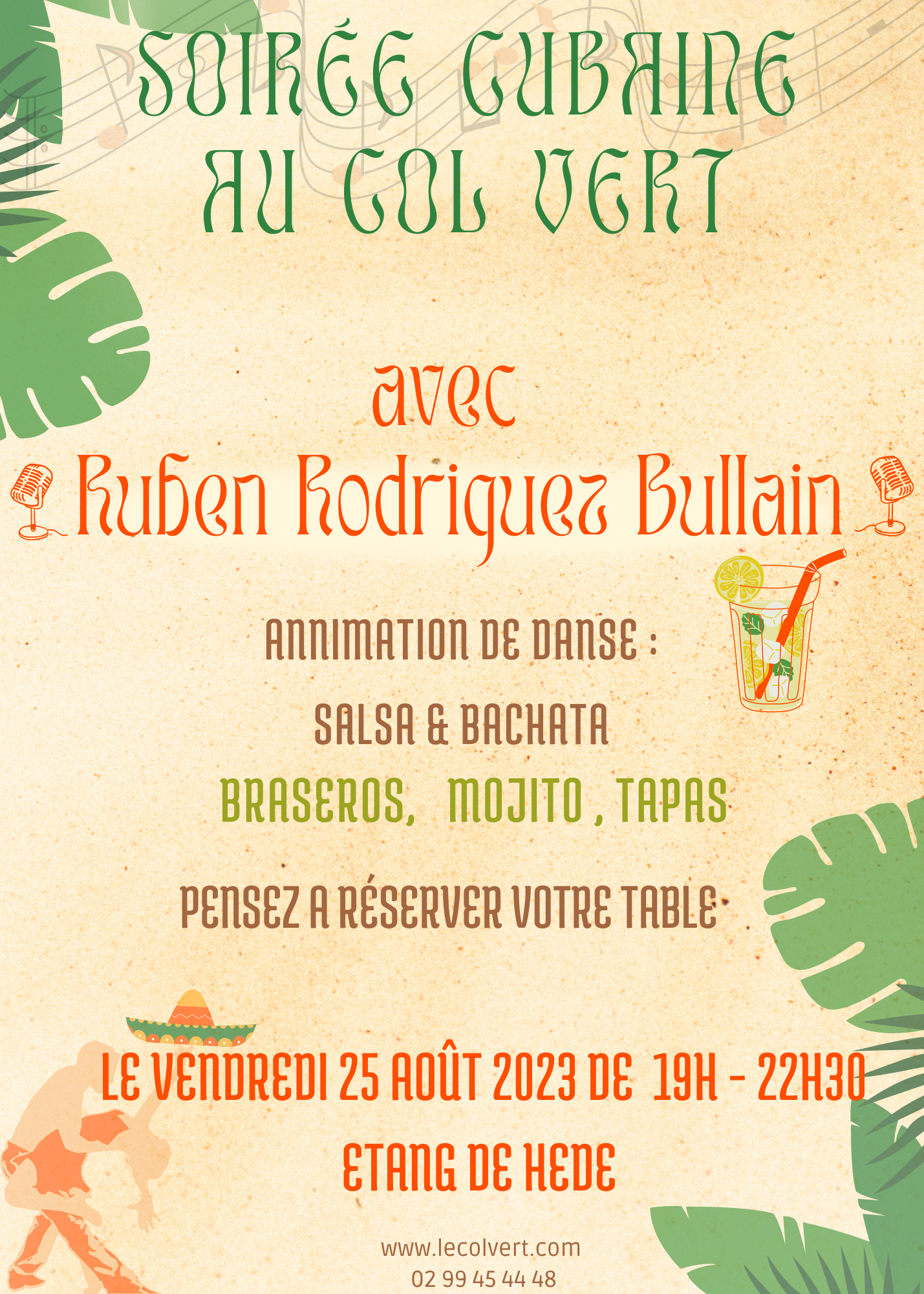 Orange and Green Illustration Summer Party Invitation